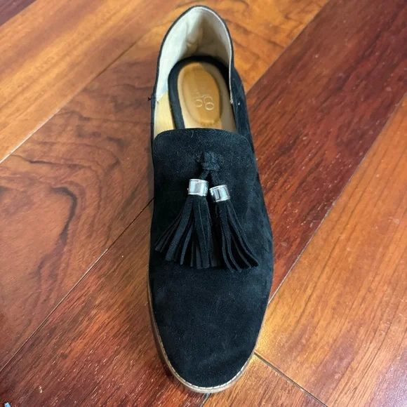 Franco Sarto Womens Hadden Black Suede Tassle Loafer - Picture 7 of 11